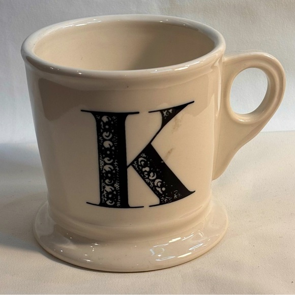 ANTHROPOLOGIE Mug Letter “K” Cream and Black - Picture 1 of 7